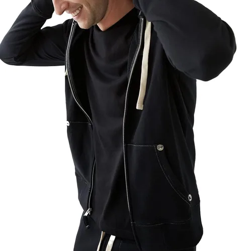 Vista 3 de True Religion Sudadera con capucha con cremallera y logotipo de Buda para hombre Negro