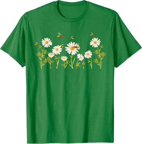 Vista 56 de Marguerites Daisy - Camiseta de verano con margaritas de jardín de flores, Negro, S