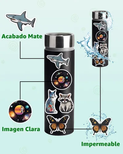 Vista 6 de AOWDIAO Paquete de 150 calcomanías estéticas - Diseños impermeables y duraderos para adolescentes, niños y adultos - Ideal para fiestas, regalos