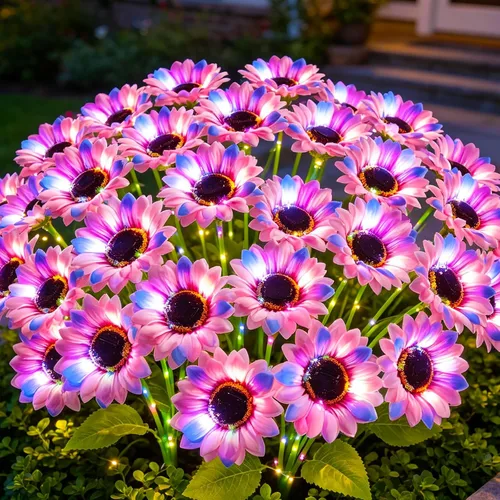Vista 24 de MRHEPHAESTUS Luces solares de jardín, flores de delfinio 2 unidades 40 LEDs, luces impermeables para exteriores, dos modos de iluminación