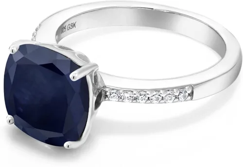 Vista 9 de Gem Stone King Anillo de compromiso de plata de ley 925 con piedra preciosa de corte cojín de 0.39 pulgadas Anillo de compromiso de aniversario