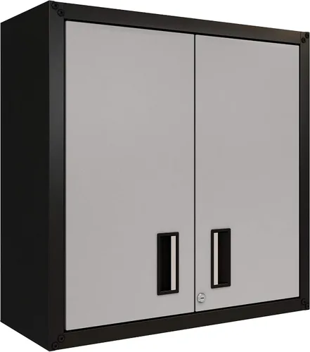 Vista 9 de para el hogar, gabinete de pared de acero listo para armar con dos puertas (negro)