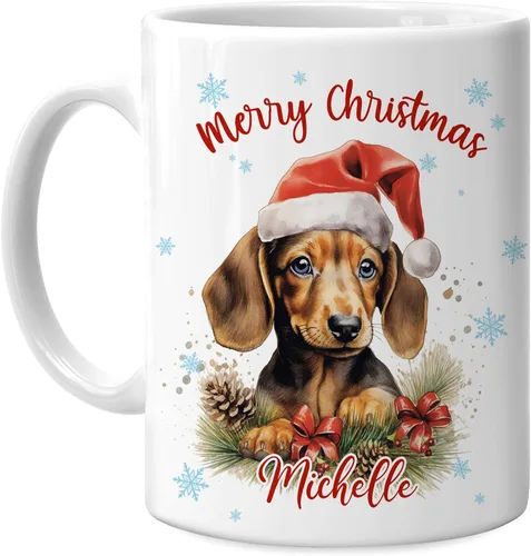 Vista 34 de Hyturtle Regalos personalizados para amantes de los osos – Taza de café de cerámica con nombre personalizado de oso con sombrero de Papá Noel