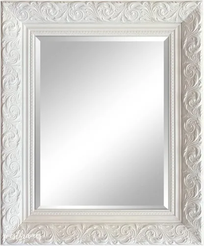 Vista 5 de West Frames Espejo de pared con marco en relieve de Bella (22.25" x 28.25", color blanco)