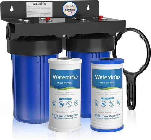 Vista 11 de Waterdrop Sistema de filtro de agua para toda la casa de 2 etapas, con filtro de sedimentos de metales pesados y anti-incrustaciones, reduce