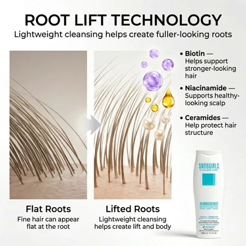 Vista 3 de SNOB GIRLS Champú biotina para cabello fino y adelgazante, voluminizador, fortalecimiento y densidad, fórmula vegana con aceite de argán, NORMADENSE