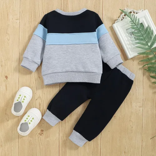 Vista 3 de Ropa de bebé niño para otoño, de manga larga, ropa de invierno, sudadera y pantalones, conjunto de 2 piezas