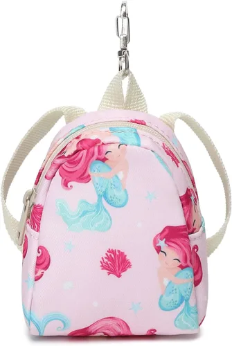 Vista 4 de MIRLEWAIY Mochila para niños pequeños con bolsa para monedas, Sirena rosa, Mochilas para mochila