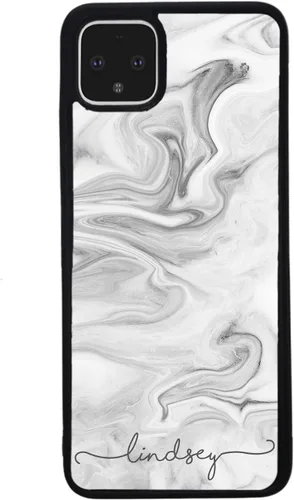 Vista 3 de Funda de goma negra personalizada con texto de mármol blanco y negro compatible con Google Pixel 10, 10 Pro, 10 Pro XL, 9a, 9 Pro, Pixel 9, Pixel 9