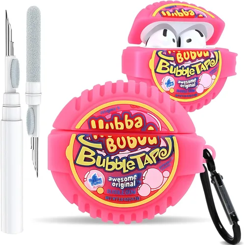 Vista 7 de Toyuma Funda para AirPods 4, diseño de dibujos animados kawaii, divertida funda de silicona suave 3D con llavero y kit de limpieza para mujeres