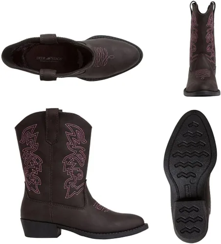 Vista 2 de Deer Stags Ranch - Botas cómodas estilo vaquero, fácil de poner, para niños., Marrón, 3 niño