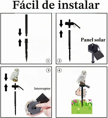 Vista 7 de DOUBLE 2 C Luz solar para jardín al aire libre, luz solar para jardín con poste de búho, luz LED impermeable de blanco cálido para jardín, patio
