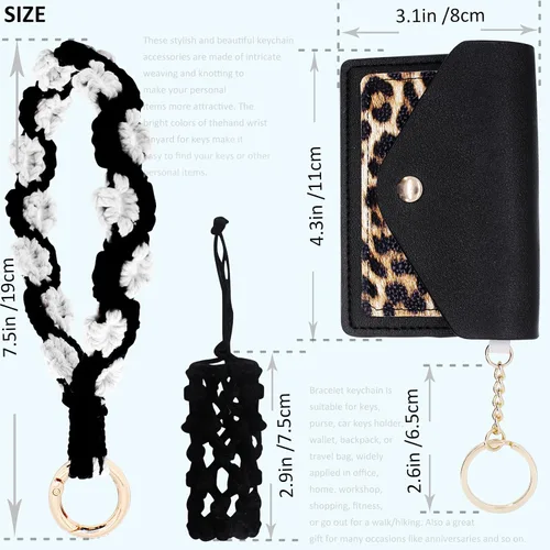 Vista 97 de BIHRTC Llavero de pulsera boho con soporte para lápiz labial, pulsera hecha a mano