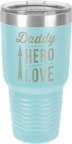 Vista 9 de DADDY SONS FIRST HERO DAUGHTERS FIRST LOVE BLACK Vaso de bebida de 30 onzas con popote y tapa superior deslizante Taza de viaje grabada con láser