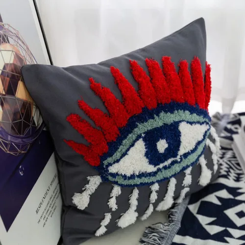 Vista 3 de Funda de almohada tejida con diseño de mal de ojo, lágrimas de dios, acogedora funda de cojín para dormitorio, sala de estar, sofá, regalo