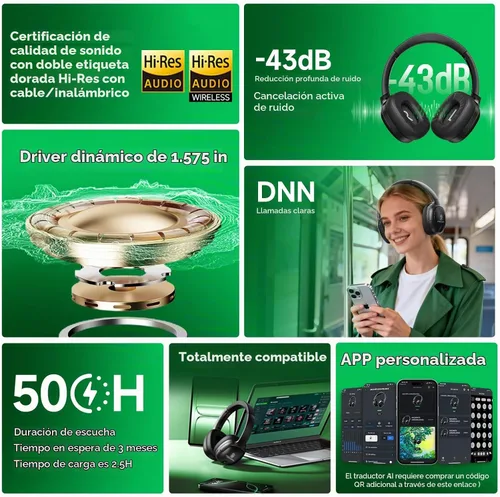 Vista 9 de Auriculares híbridos activos con cancelación de ruido, Bluetooth