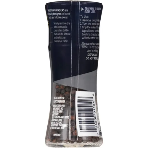 Vista 2 de Morton Molinillo recargable ajustable, relleno de granos de pimienta enteros para molinillos, pimienta negra, 1.24 onzas (paquete de 1)