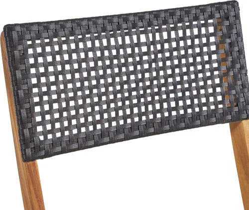 Vista 6 de GDFStudio Juego de bistró plegable de mimbre de madera de acacia al aire libre con sillas y mesa, acabado de teca y marrón