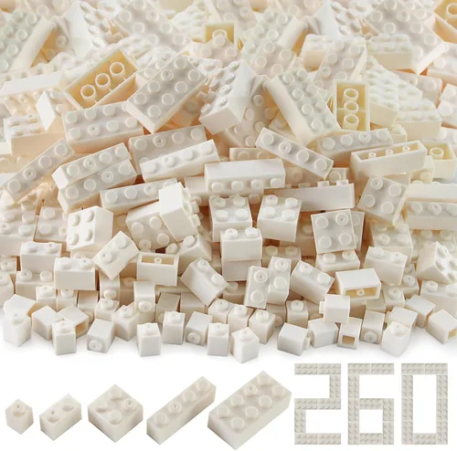 Vista 9 de Juego de 260 piezas de ladrillos a granel de ladrillos de construcción creativos básicos, piezas de accesorios de juguete, compatibles