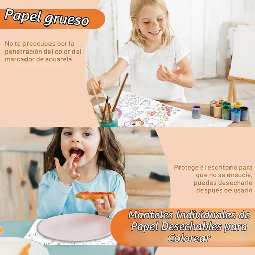 Vista 4 de 500 manteles individuales desechables de papel para colorear de 14 x 10 pulgadas, manteles individuales desechables para mesa de comedor, manteles