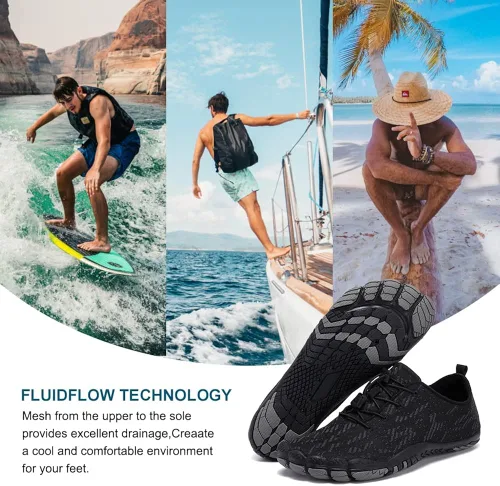 Vista 6 de HIITAVE - Zapatos acuáticos y con sensación de pies descalzos para hombre calcetines acuáticos de secado rápido para deportes al aire libre