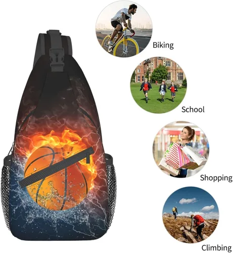 Vista 6 de Baloncesto cruzado bolsa de pecho al aire libre deporte bandolera bandolera mochila viaje senderismo bolsa de pecho mochila para mujeres hombres