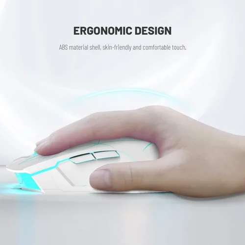 Vista 6 de AJ52PRO Ratón inalámbrico con cable Bluetooth para juegos con retroiluminación LED RGB ajustable 10000DPI ergonómico 7 botones programables