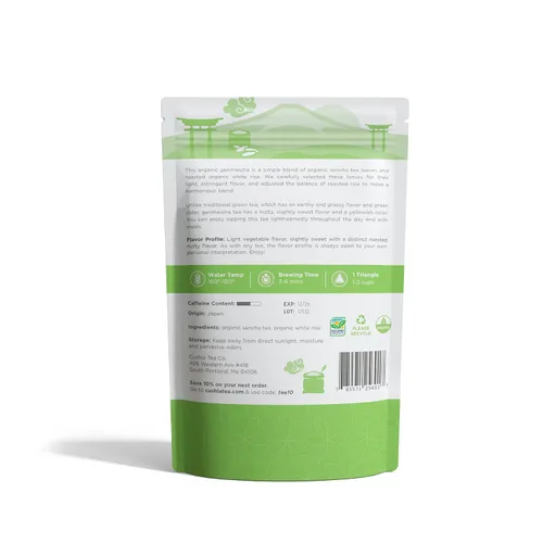 Vista 5 de Té verde Genmaicha con sencha premium y arroz asado, 20 bolsas de té japonés Genmai Cha