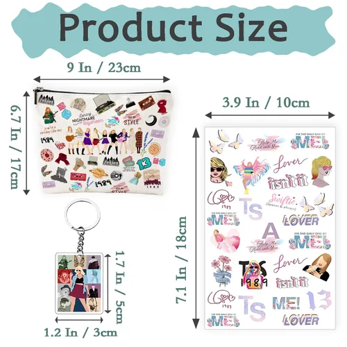 Vista 7 de Singer Taylor Merch - Juego de regalo para fanáticos, 50 calcomanías, pulsera Taylor, collar Swift, tatuajes temporales de Taylor para concierto
