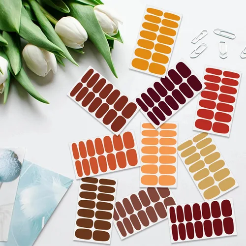 Vista 3 de 16 hojas de envolturas de uñas completas para mujeres, tiras de esmalte de uñas, tiras de uñas de gel, autoadhesivas, calcomanías de esmalte de uñas