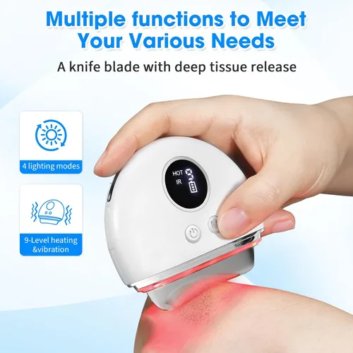 Vista 2 de Pistola eléctrica de fascia y raspador muscular con calefacción y vi-bration - para tejido profundo, liberación miofascial, Gua Sha y masaje