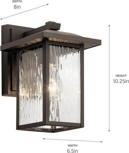 Vista 7 de Kichler 49924oz Capanna lámpara de pared para exteriores, 1 luz 60 vatios, bronce antiguo 1-Light Exterior Wall Sconce Porch Light with Clear