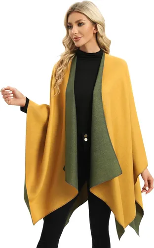 Vista 36 de Femdouce Manta cálida para mujer, ligera, con frente abierto, capa tipo poncho para primavera, otoño e invierno