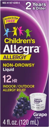 Vista 8 de Allegra Líquido para aliviar la alergia de 12 horas para niños, sin somnolencia, medicamento antialérgico para interiores y exteriores, 30 mg