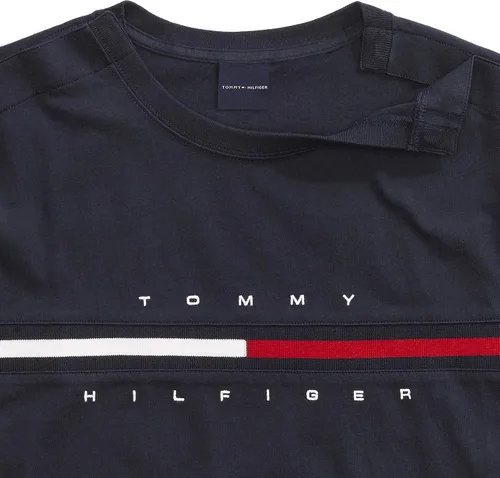 Vista 3 de Tommy Hilfiger Men's Adaptive Short Sleeve Signature Stripe T-Shirt with Magnetic Buttons