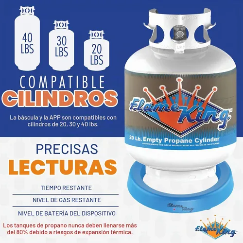 Vista 4 de Flame King Báscula de tanque de propano inalámbrica inteligente, medidor de gas Bluetooth con conectividad de aplicación para barbacoa y parrillas