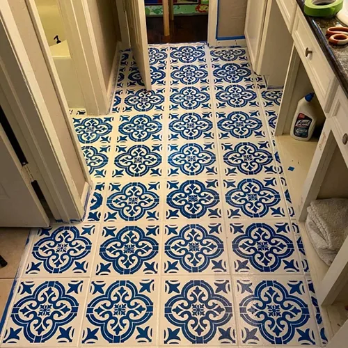 Vista 5 de 3 plantillas de azulejos de 12 x 12 pulgadas – Plantillas grandes de pintura para muebles de pared de suelo, tela de madera, plantillas de mandala