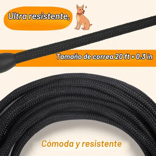 Vista 3 de Vivifying - Cable flotante para perros de 20 pies, correa de entrenamiento Negro