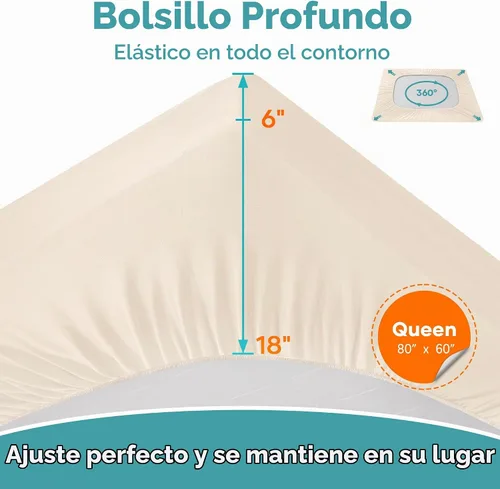 Vista 4 de OhGeni - Protector de colchón impermeable, tamaño Queen, con bolsillo profundo de 6 a 18 pulgadas, transpirable, sin ruido, suave, lavable, a prueba
