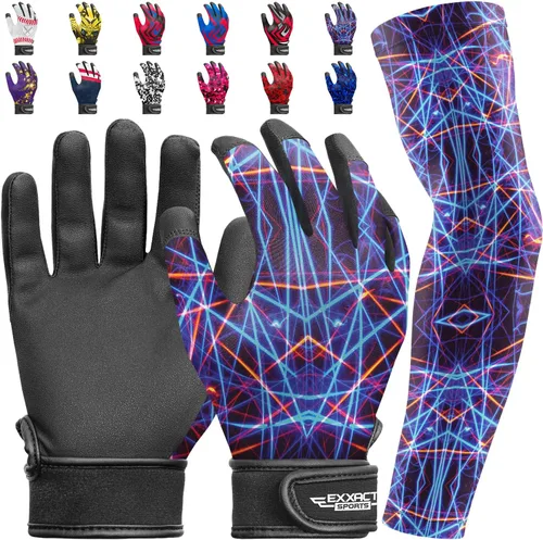 Vista 12 de Guantes de bateo para jóvenes de Exxact Sports con mangas para brazos para niños y niñas, guantes de béisbol para niños para bateo de sóftbol, T-Ball