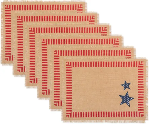 Vista 13 de DII Colección de mesa del 4 de julio, camino de mesa, 15x74, yute patriótico