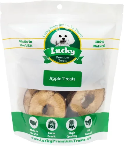 Vista 8 de Lucky Premium - Anillos de manzana – Golosinas de manzana de cecina fina y crujientes totalmente naturales para perros, golosinas vegetarianas