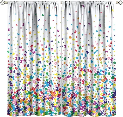 Vista 31 de Cortinas opacas para ventanas de ciencia para niños, lupa de libro de laboratorio de ciencia, lupa, frascos moleculares, cortinas impresas