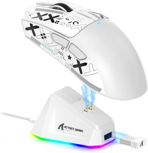 Vista 16 de ATTACK SHARK X11 Ratón inalámbrico ligero para juegos con base de carga RGB, Tri-Mode-2.4G/USB-C con cable/BT, 22K DPI, sensor óptico PAW3311
