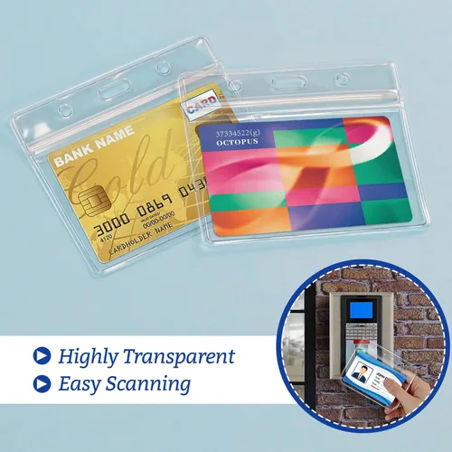 Vista 6 de 10 piezas de soportes horizontales de plástico transparente para tarjetas de identificación con insignia de nombre