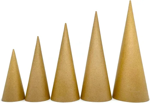 Vista 12 de Paper Mache Cone - Paquete variado de 3 unidades, 13.75 x 5, 10.63 x 4, 7 x 3 pulgadas.