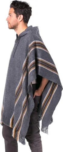 Vista 4 de Gamboa Alpaca Poncho Mens Ponchos Adult Pancho Mexican Wool Cloak with Hood Cowboy and Western Poncho Blanket