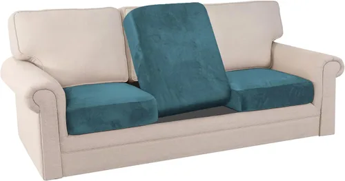 Vista 8 de PrinceDeco Fundas de cojín para sofá, funda elástica y lavable, funda de cojín ajustable de tela de terciopelo antideslizante, protector de muebles