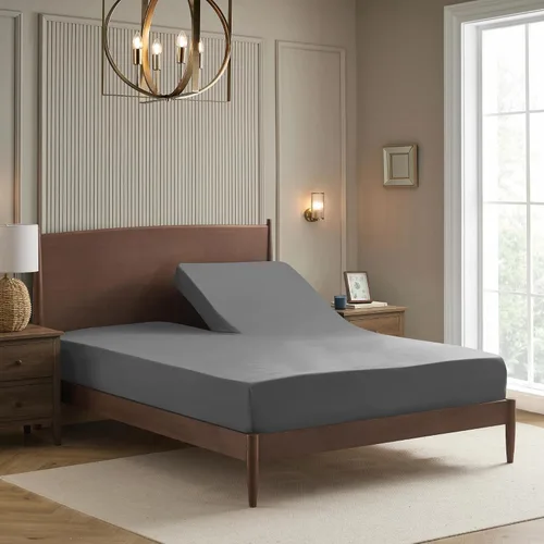Vista 100 de Juego de sábanas extrasuaves de tamaño individual, ropa de cama transpirable y lujosa con correas elásticas integradas para las esquinas, colección