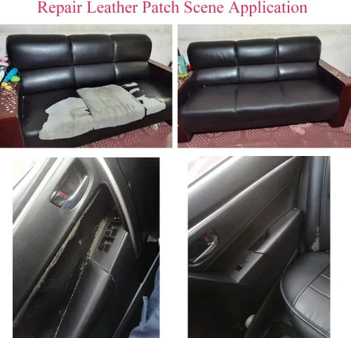 Vista 7 de Parche de reparación de cuero de 13 x 117 pulgadas para sofás, sofá, asiento de automóvil, muebles autoadhesivos, de cuero, reacabador, corte, mesa